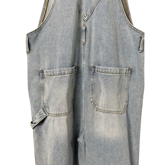 PacSun Light Blue Denim Overalls Wide Leg Baggy Fit 100% Cotton, Size Medium - Picture 15 of 16